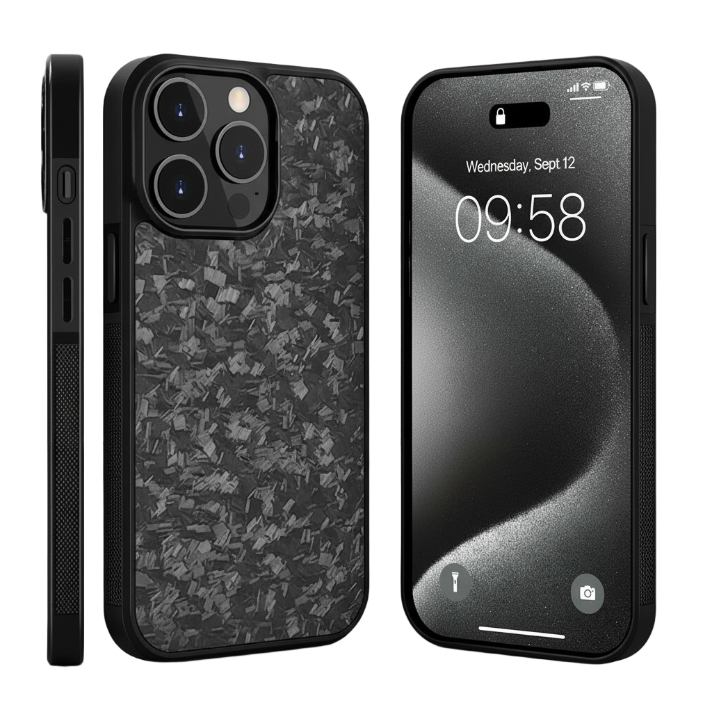 Slim carbon fibre iPhone case with matte black finish